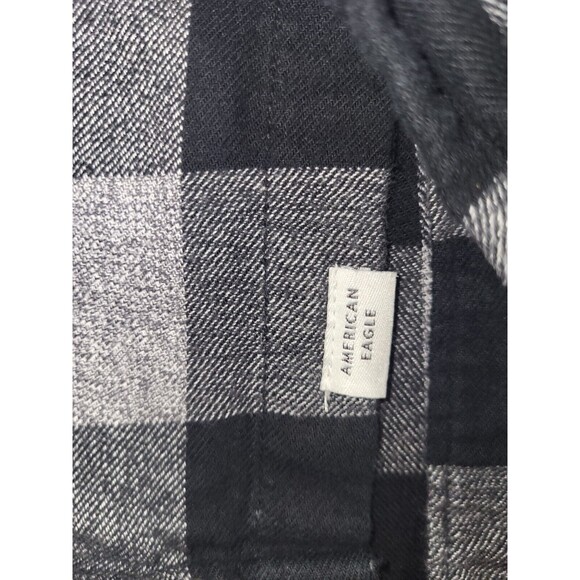 American Eagle MENS Unique Top Gun  Flannel Shirt Black And Grey - Picture 9 of 10